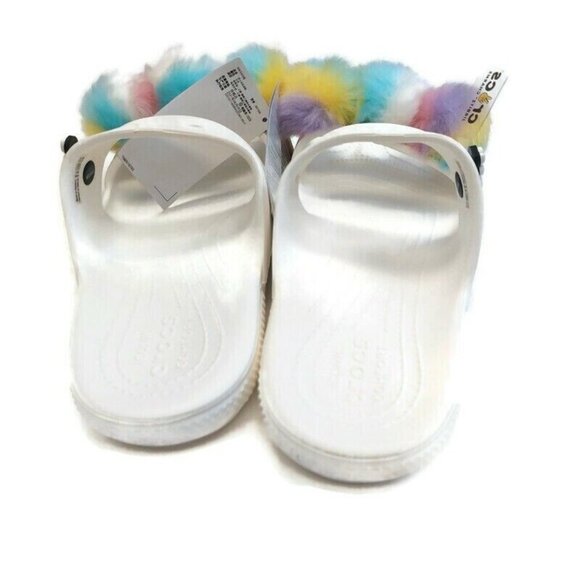 Crocs Classic Fur Sure Slip On Sandals Womens Size 11 Comfort Shoes White - Picture 6 of 8